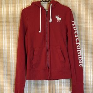 Abercrombie & Finch Mens M Red  Hoodie Distressed Streetwear Preppy Activewear